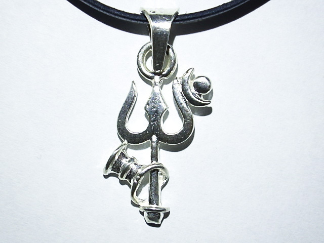 ★トリシューラ シヴァ神の杖★シルバー925★革紐ネックレスペンダント★ハンドメイド★インドオーンヨガ★銀siliver925 kamesan 拍卖