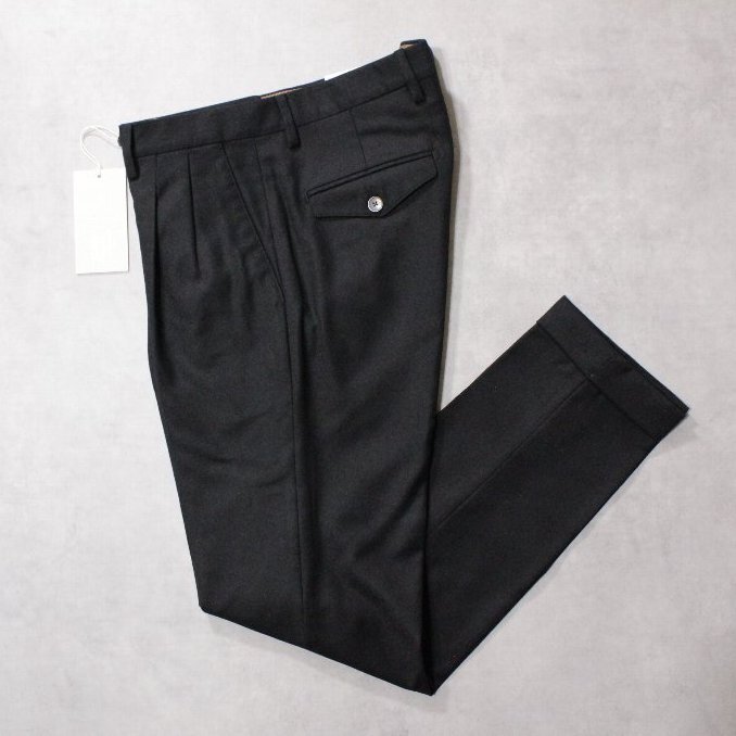 BRIGLIA 1949★新品3.5万円程度 ブリリア ネイビーウール2プリーツテーパードパンツ サイズ44拍卖