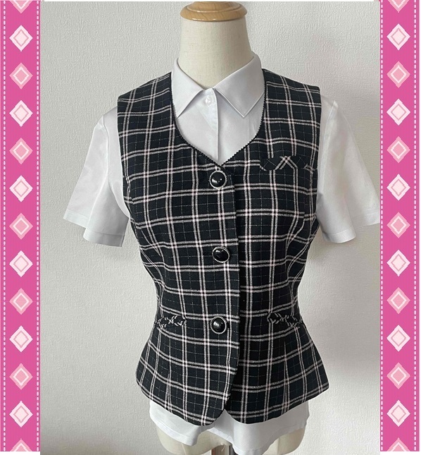 ※Cランク※【中古】enjoie_13号_ベスト/11610/アンジョア/洗濯可能/かわいい会社事務服/おしゃれOL制服拍卖