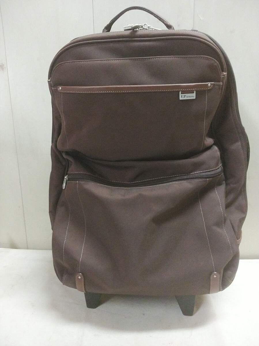 U.P.renoma ソフトキャリーバッグ キャリーケース【 33×54×22cm 】中古品 濃い茶系 カギ付 旅行 トラベル拍卖