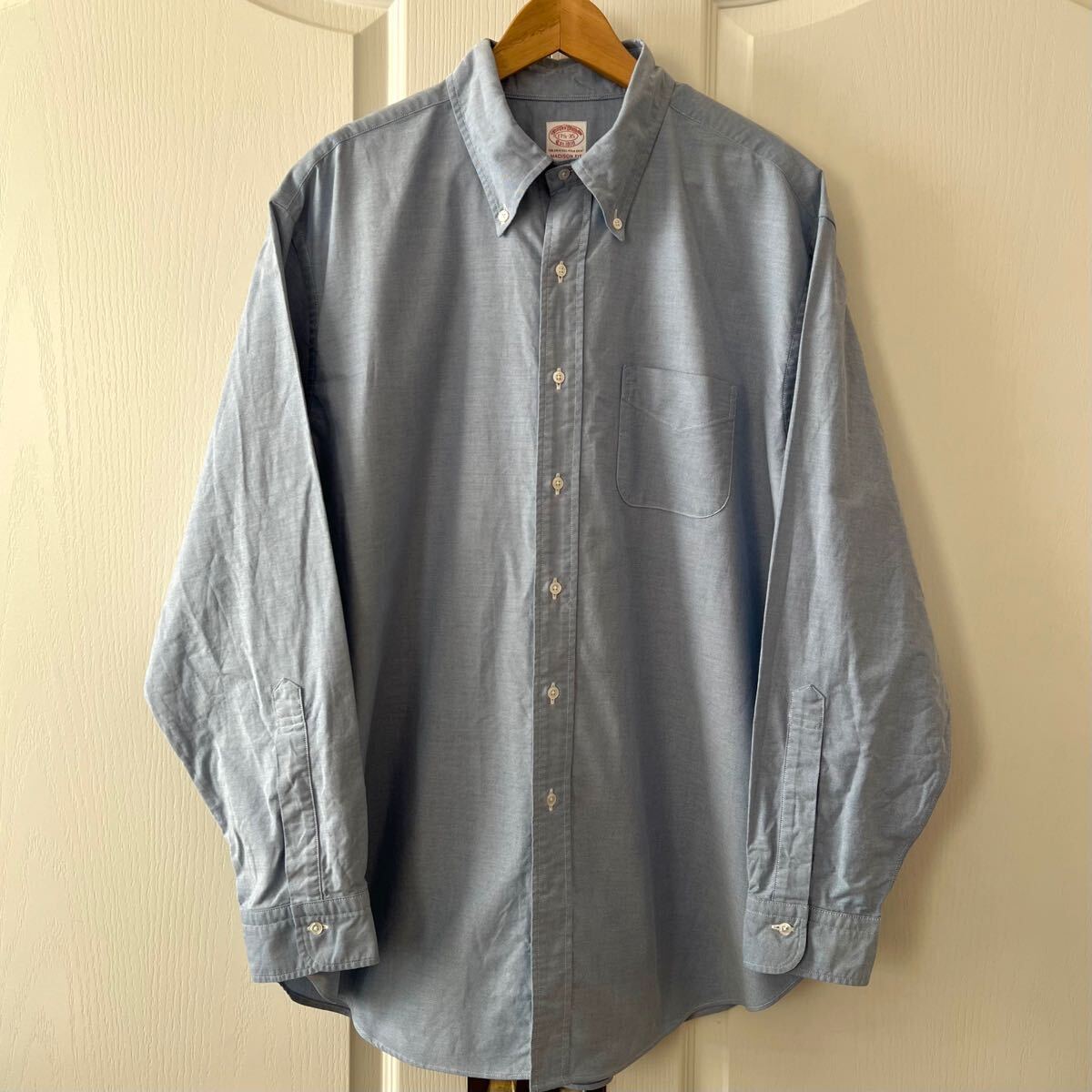 Brooks Brothers USA製 ブルックスブラザーズ オックスフォード 長袖 シャツ ブルー 17 XL 大きいサイズ ボタンダウン アメリカ製 米国製拍卖