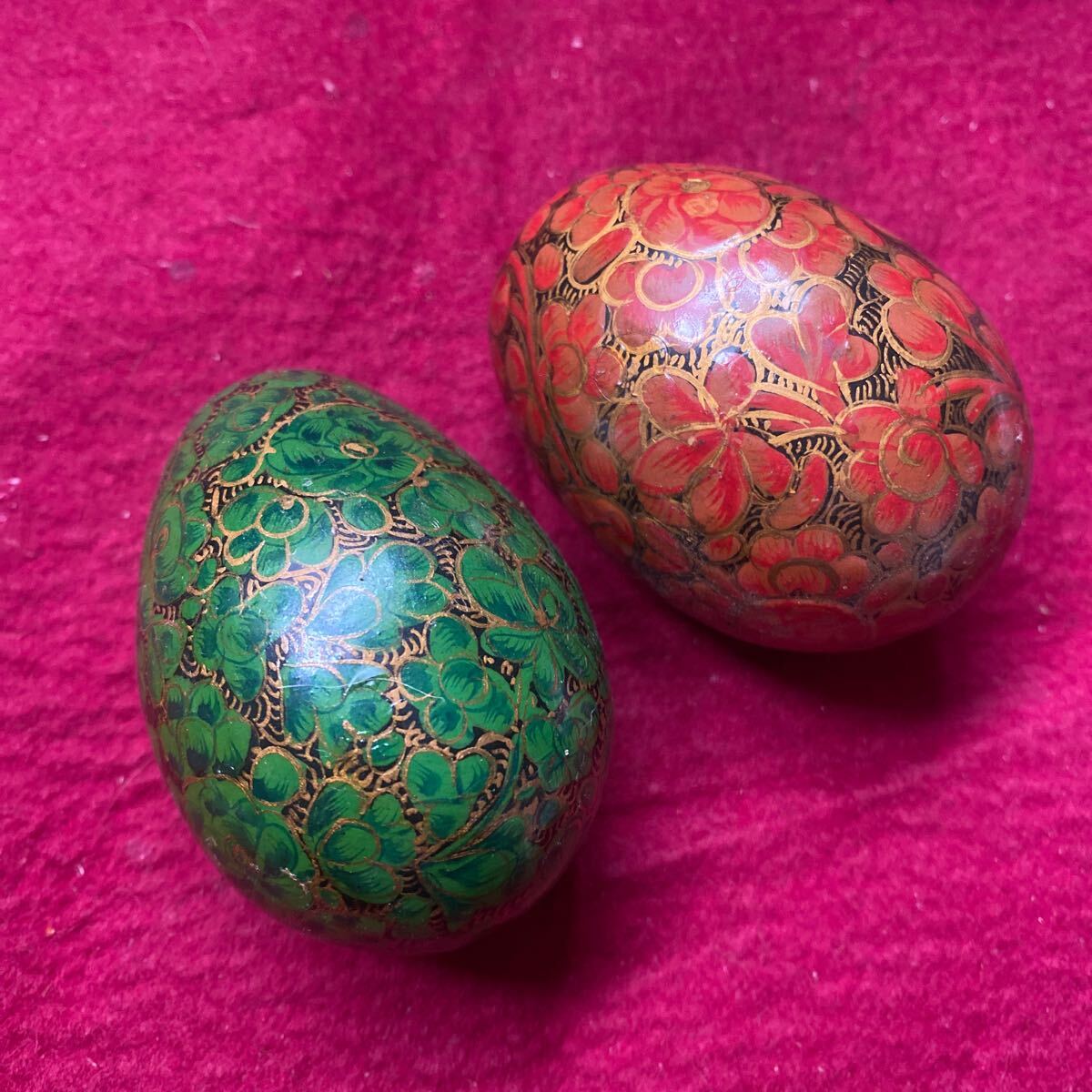 最終処分価格!インド・カシミール製☆ペーパーマッシ★張子細工☆手描たまご 2個組 F-1拍卖