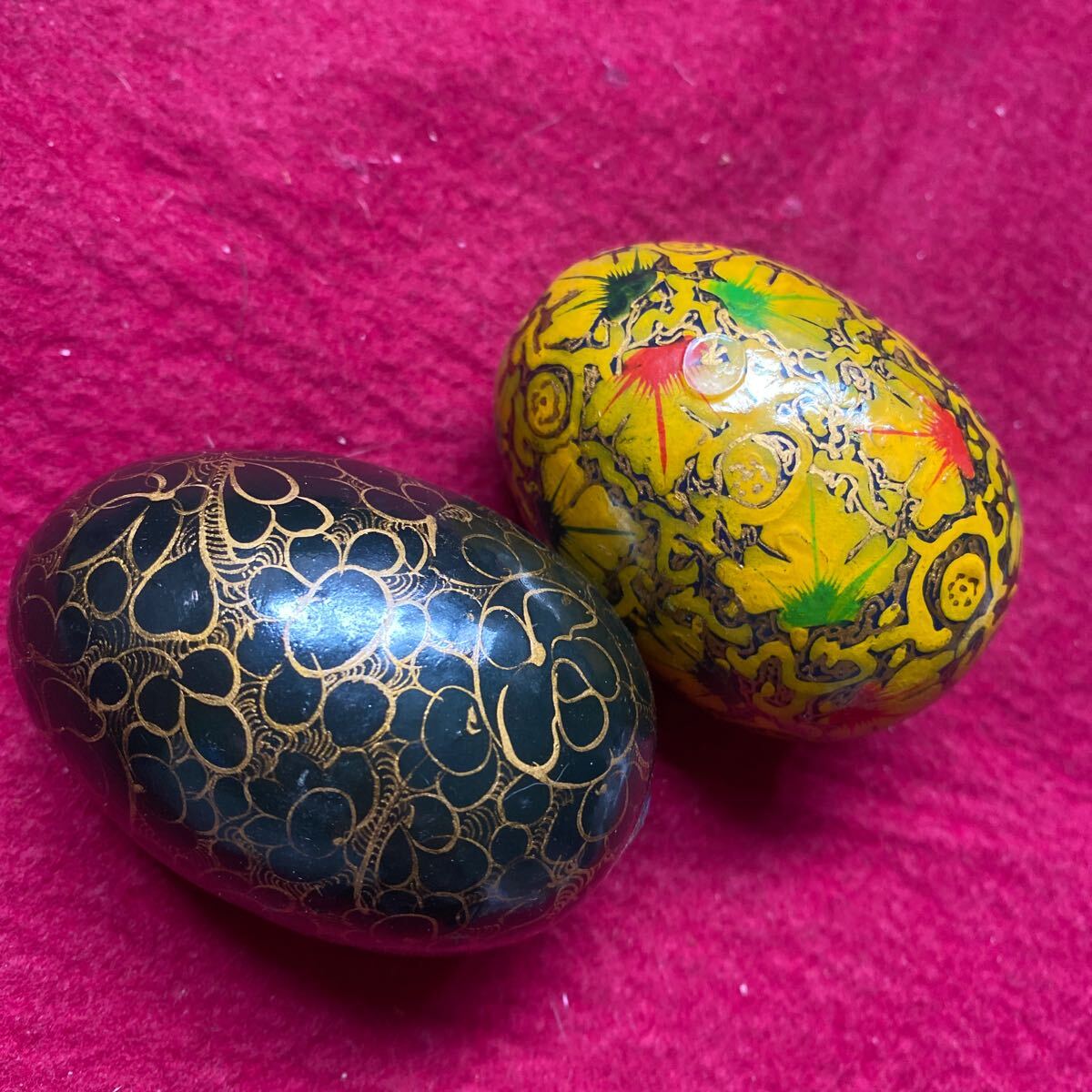 最終処分価格!インド・カシミール製☆ペーパーマッシ★張子細工☆手描たまご 2個組 F-6拍卖