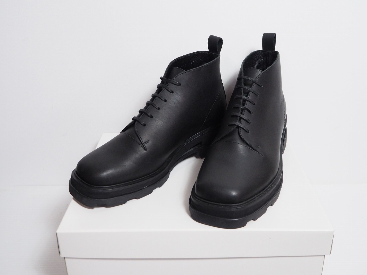 美品22SS VEIN ヴェイン COW LEATHER 6HOLE ONE PIECE BOOTS VA21-351 6ホール レザー ワンピース ブーツ サイズ42 黒520O▲拍卖