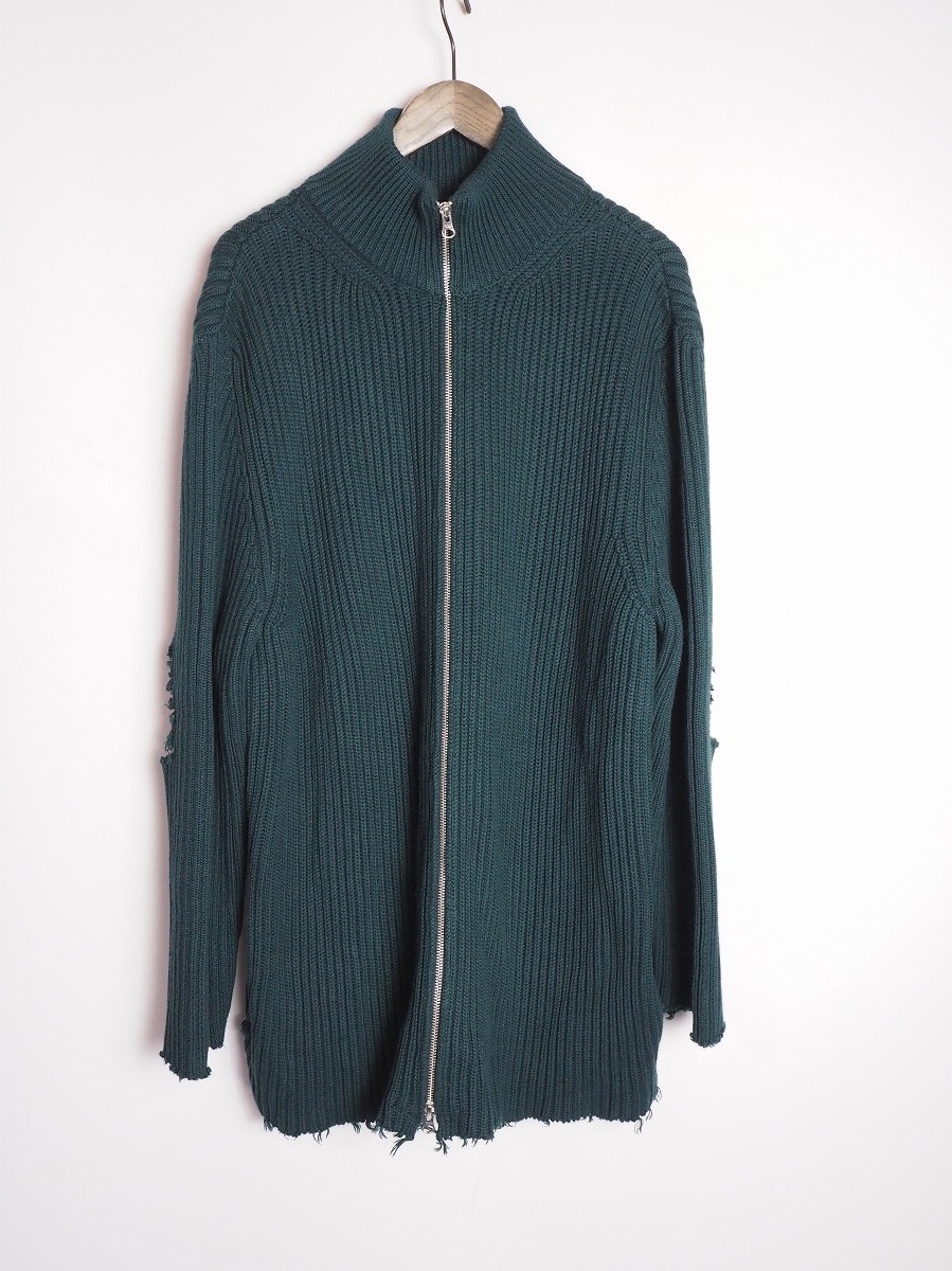 国内正規 美品23SS MM6 Maison Margiela エムエムシックス メゾン マルジェラ ダメージ ドライバーズ ニット S52GP0138 本物 M緑213P▲拍卖