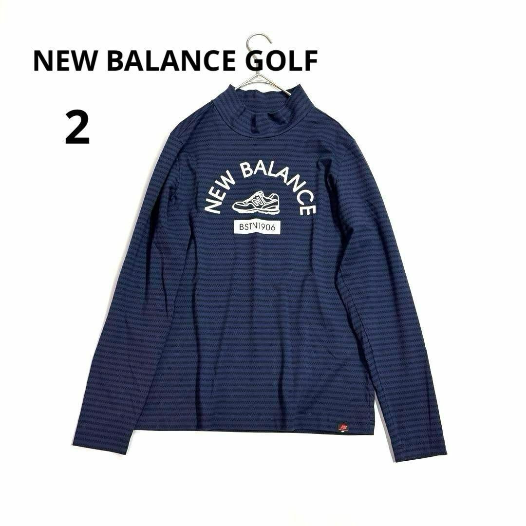 ニューバランスゴルフ 2 長袖カットソー モックネック ネイビー ボーダー拍卖
