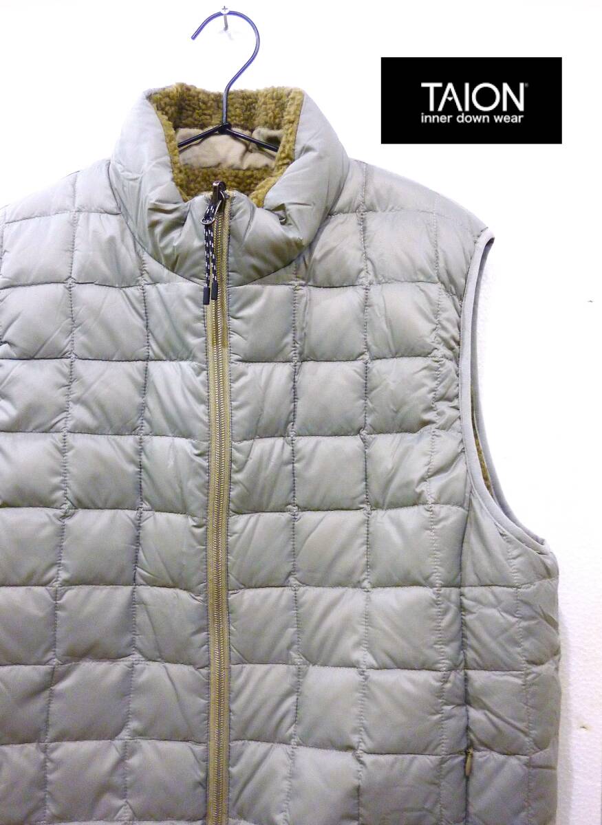 即日発送!!TAION ダウン×ボア リバーシブルベスト ライトグレー/サイズ5/ユニセックス/メンズLサイズ相当(着用感少な目)拍卖