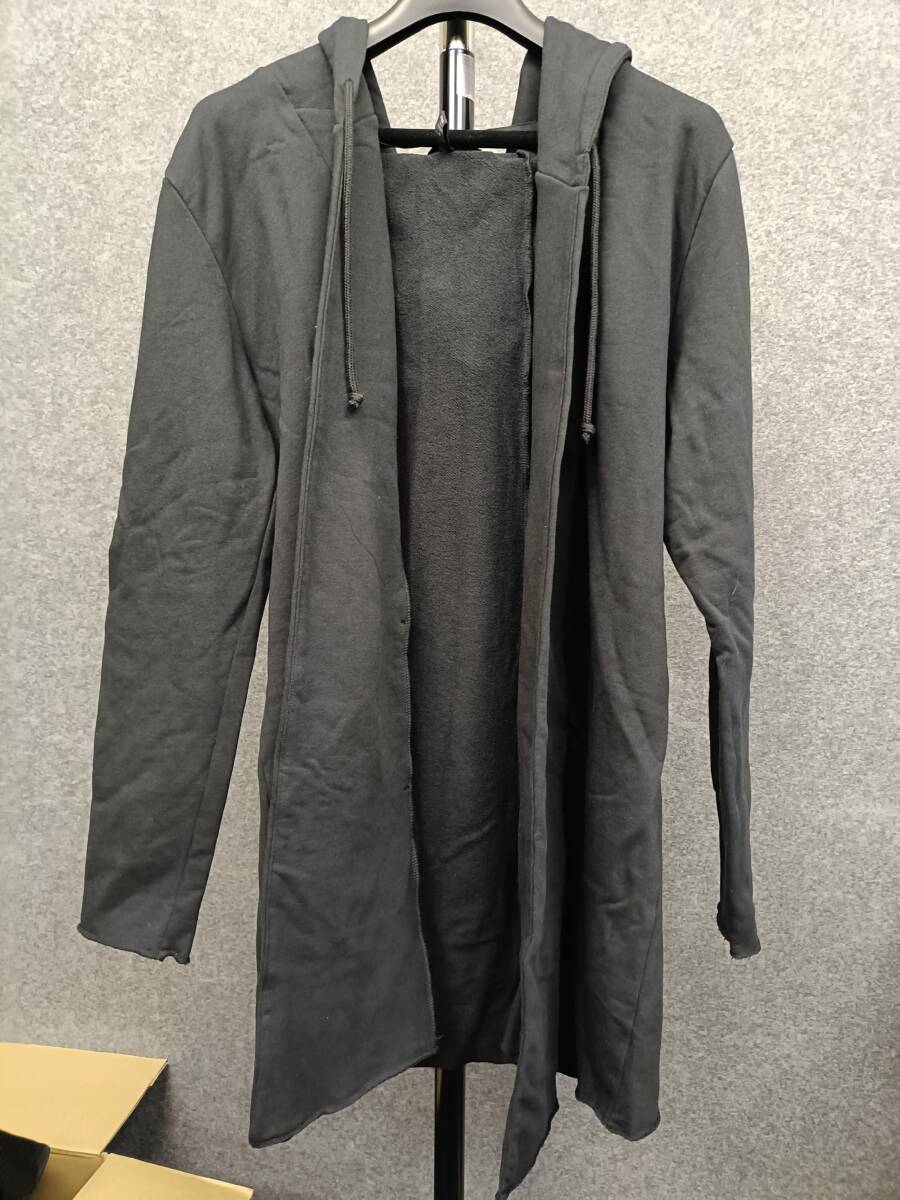★H&M エイチアンドエム フード付きロングカーディガン 黒 ブラック XXL拍卖