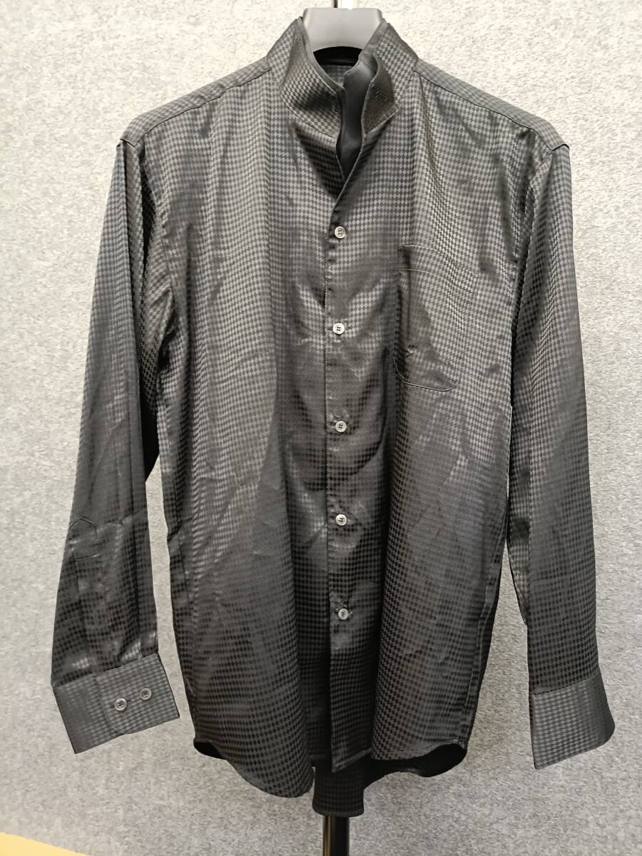 ★Gyambros ギャンブロス サテンシャツ ドレスシャツ メンズ 黒 ブラック LL拍卖
