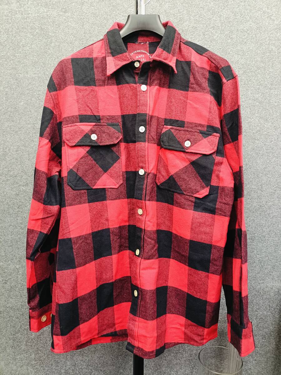 ★AntiSocialSocialClub アンチソーシャルソーシャルクラブ Frantic Flannel Shirts グラフィックプリントチェックシャツ 長袖 XL拍卖