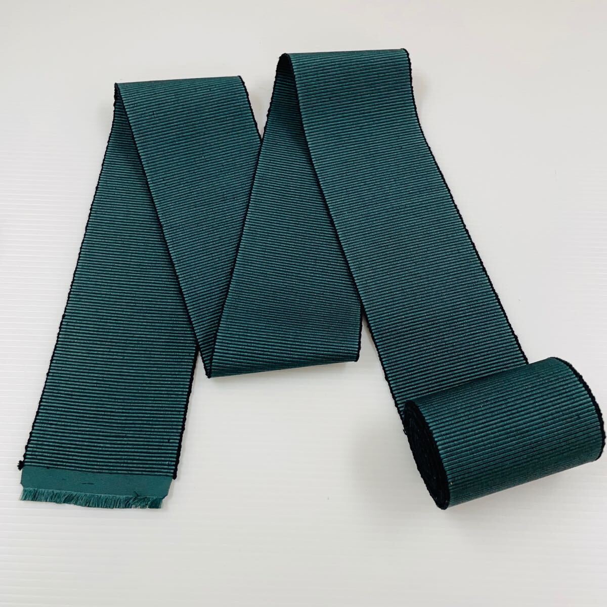 【角帯】高澤織物 メンズ 着物用 男性用 男物 着物帯 浴衣帯 日本製 長期保管品 深緑色 緑色 青 紺色 #0263-039Y3拍卖