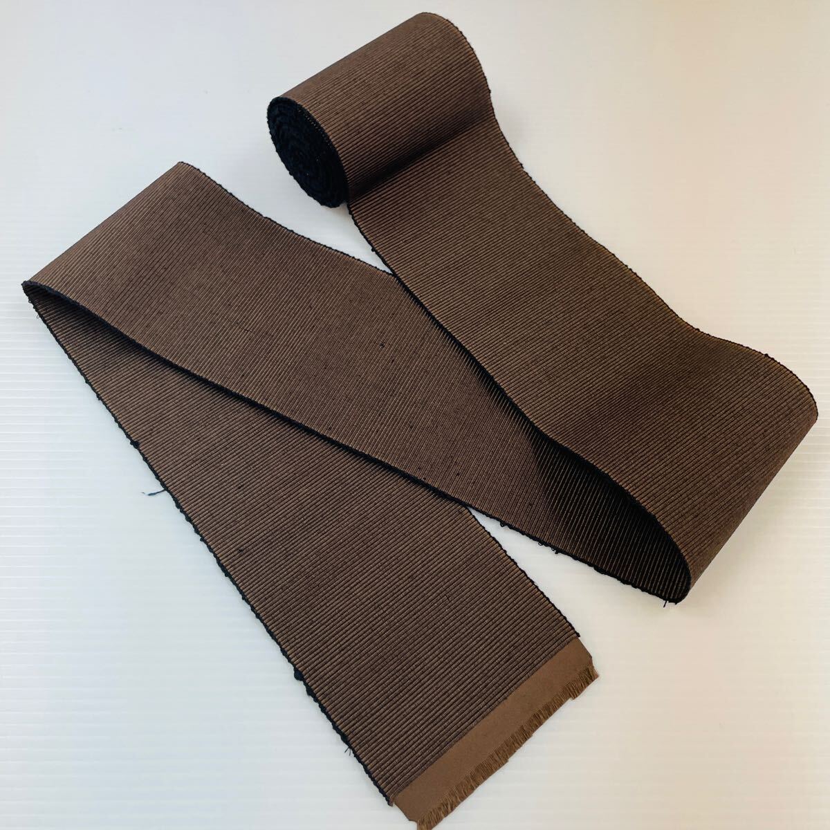 【角帯】高澤織物 メンズ 着物用 男性用 男物 着物帯 浴衣帯 日本製 長期保管品 ブラウン系 茶色 焦茶色 #0263-019Y3拍卖