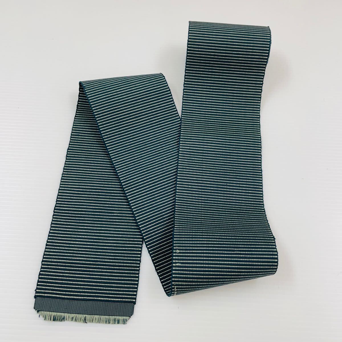 【角帯】高澤織物 メンズ 着物用 男性用 男物 着物帯 浴衣帯 日本製 長期保管品 緑色 青色 紺系 グリーン系 #0263-006Y3拍卖