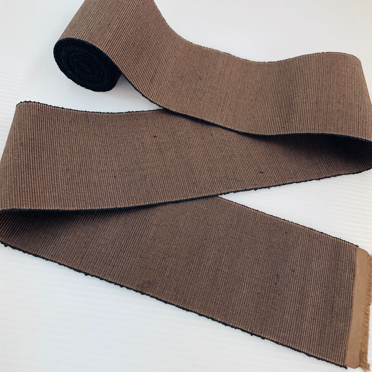 【角帯】高澤織物 メンズ 着物用 男性用 男物 着物帯 浴衣帯 日本製 長期保管品 ブラウン系 茶色 焦茶色 ダークブラウン #0263-005Y3拍卖