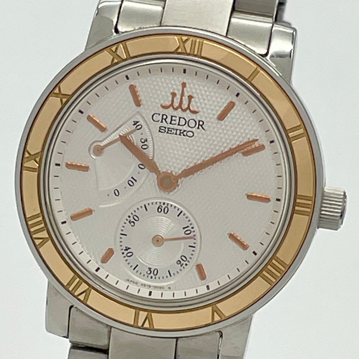 ω綺麗【SEIKO CREDOR セイコー クレドール GCAY992 4S79-0020 手巻き パワーリザーブ SS×K18YG コンビ シルバー メンズ腕時計】TK3959拍卖