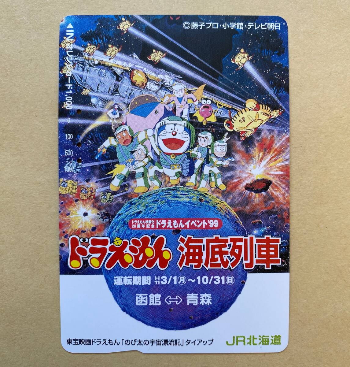 【使用済】 オレンジカード JR北海道 ドラえもん 海底列車 映画化20周年記念 東宝映画ドラえもん「のび太の宇宙漂流記」タイアップ拍卖