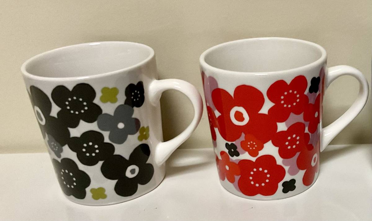 送料無料★即決★新品★大花柄マグカップ・北欧風柄マグカップ・北欧風柄コーヒーカップ・大花柄コーヒーカップ2点セットA拍卖