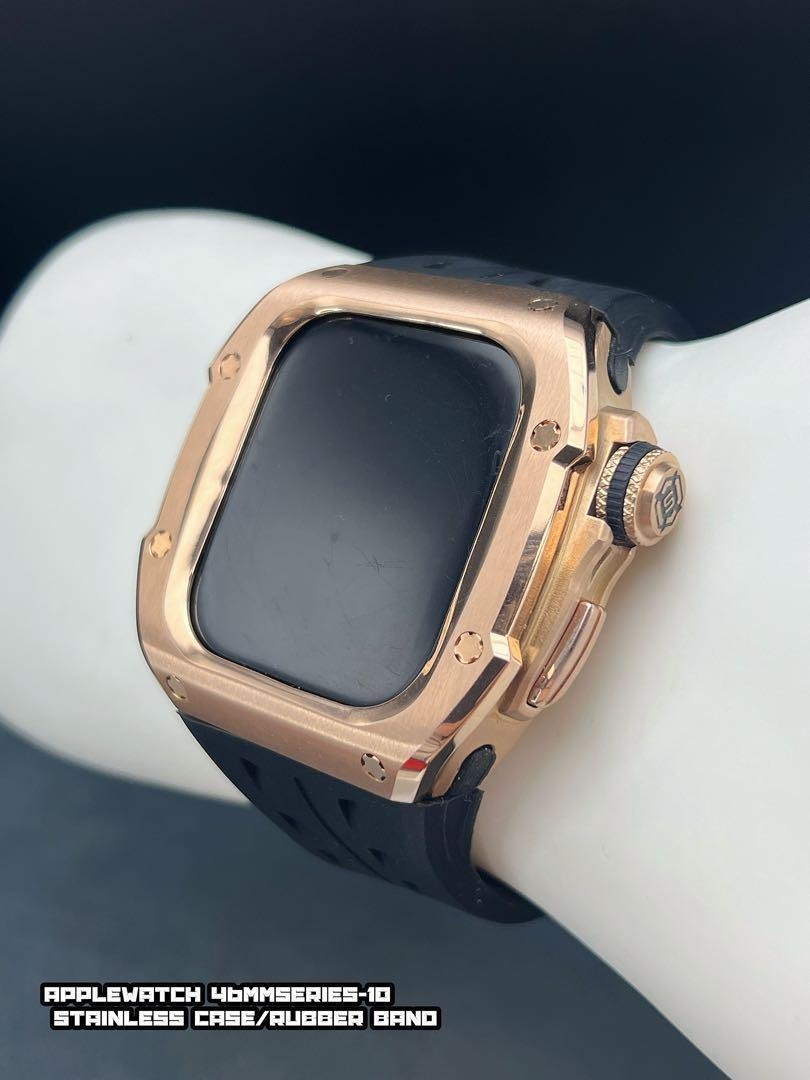 ローズ 46mm シリーズ10 ステンレスケース ベルト アップルウォッチ applewatch シリーズ10拍卖
