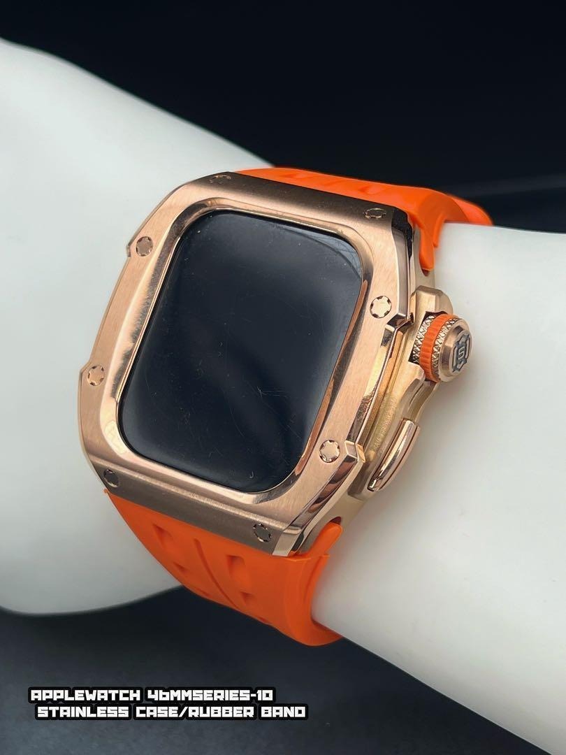 ローズ 46mm シリーズ10 ステンレスケース ベルト アップルウォッチ applewatch シリーズ10拍卖