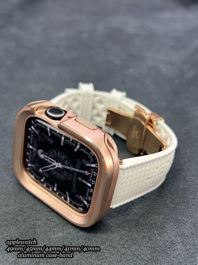 Apple Watch アルミニウムケース ホワイトバンド アップルウォッチ 49mm 45mm 44mm 41mm 40mm拍卖