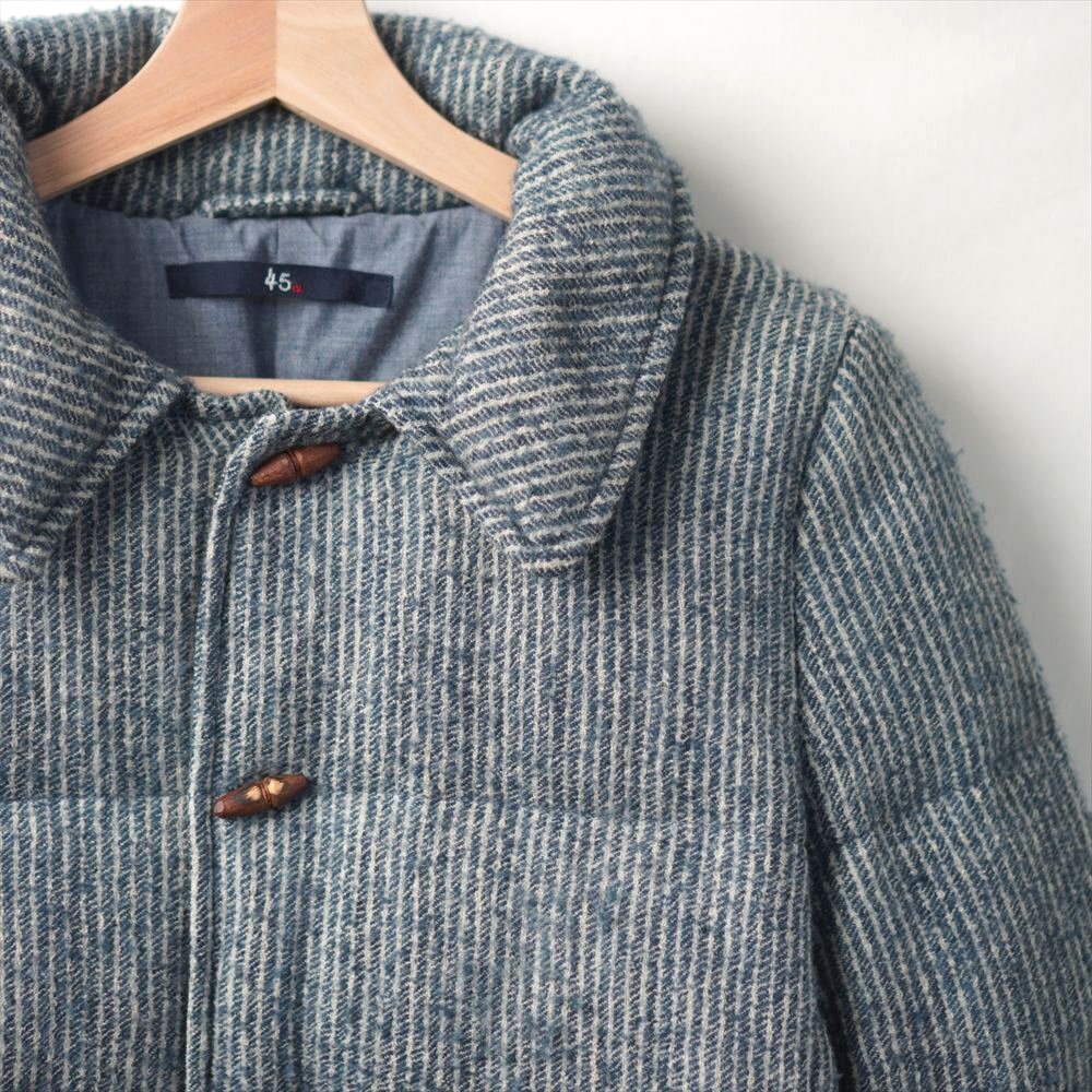 45rpm ウール インディゴ ストライプ ダウンジャケット 白 紺 3拍卖