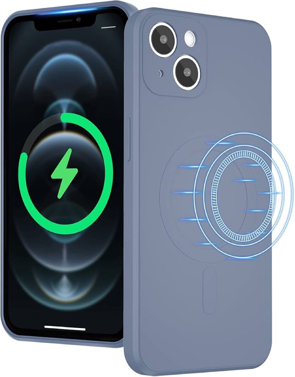 e-369 UEEBAI ケース 対応 iPhone 14 6.1 inch 用の ケース MagSafe用対応 ワイヤレス充電対応 マグネットブルーグレー拍卖