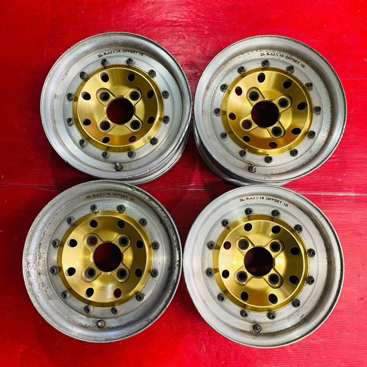 FURALCO RACING FORG. サイズ 14×6JJ PCD114.3 H4 OFF +15 ハブ径約75mm 傷汚れあり 4本セット拍卖