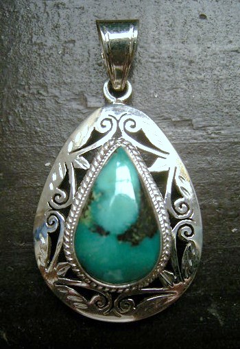 silver925*ターコイズペンダントトップ 4.4センチ 天然石 パワーストーン拍卖