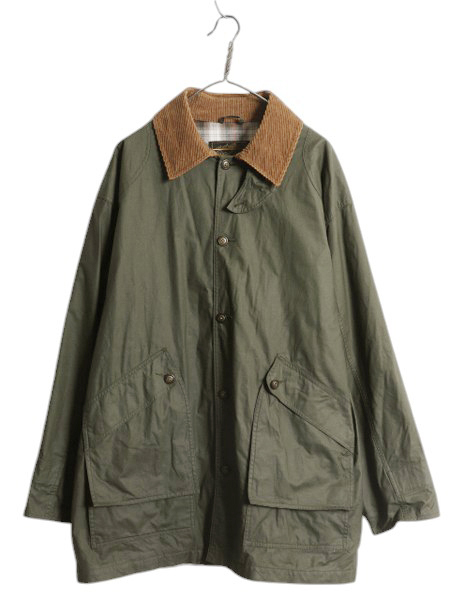 80s 90s エディーバウアー ハンティング ジャケット メンズ XL オールド ヴィンテージ コットン 襟 コーデュロイ フィールド コート カーキ拍卖