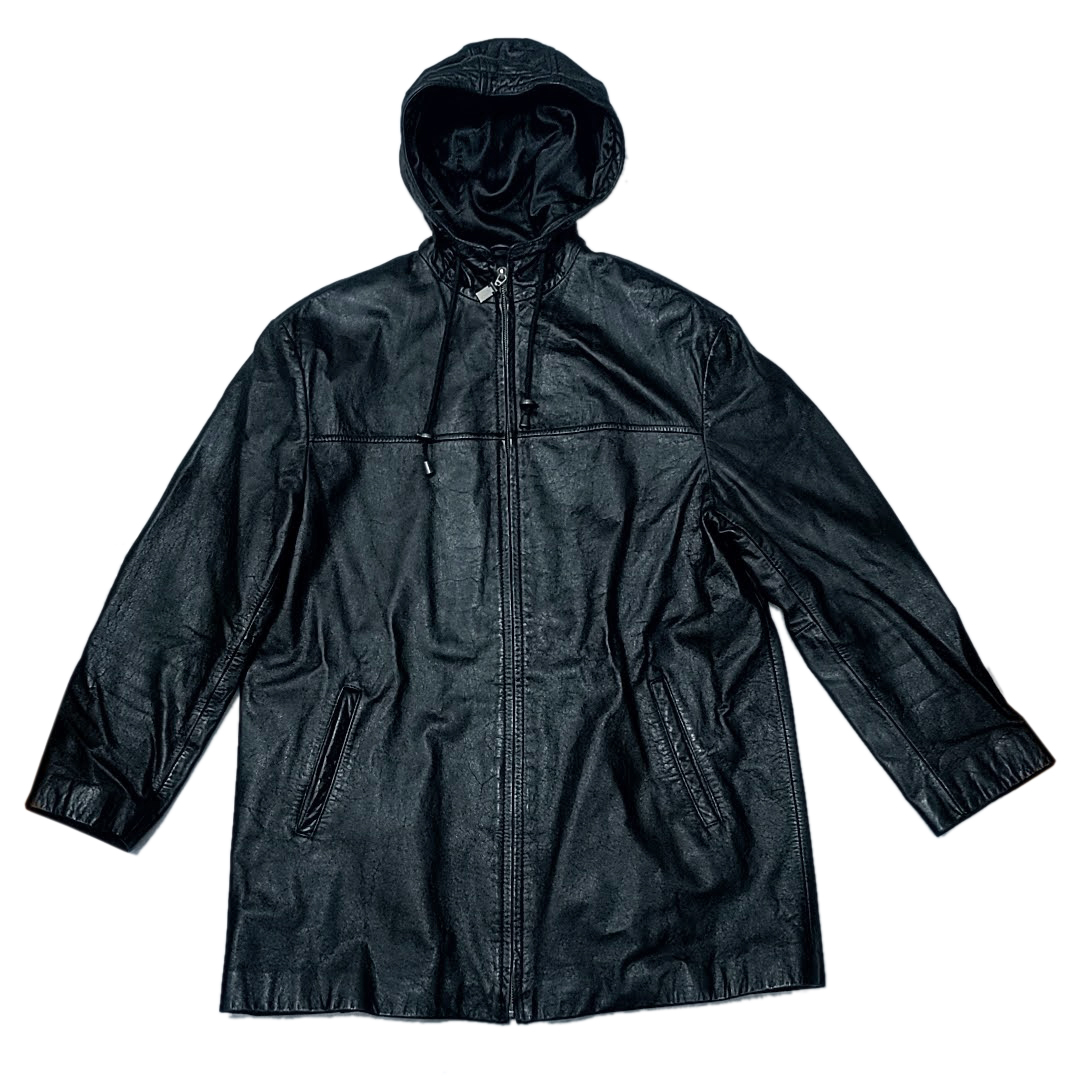 送料無料 ウィルソンズレザー WIL SONS LEATHER レザーコート ジャケット ブルゾン パーカー L 黒 メンズ拍卖