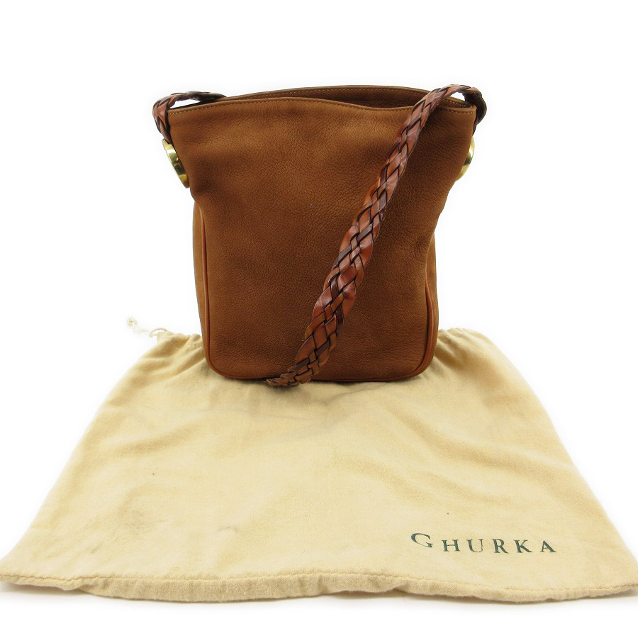 送料無料 グルカ GHURKA ショルダーバッグ タッセル 本革 ヌバック レザー W185087 茶 ブラウン系 レディース拍卖