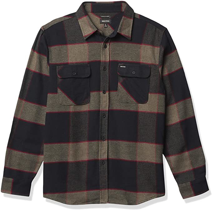 Brixton Bowery L/S Flannel Shirt Heather Grey/Charcoal M ネルシャツ拍卖