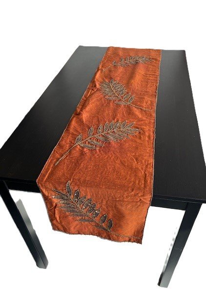 テーブルランナー 『 リーフ 』 W35xH180cm インド製 CBK エスニック おしゃれ リネン インテリア 雑貨 未使用 65693 ★拍卖