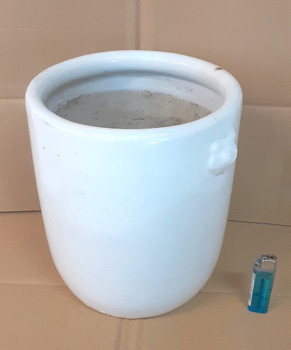 ★ 99668 火鉢 手あぶり火鉢 取っ手付 プランターカバー 245x220x250mm 白 ★拍卖