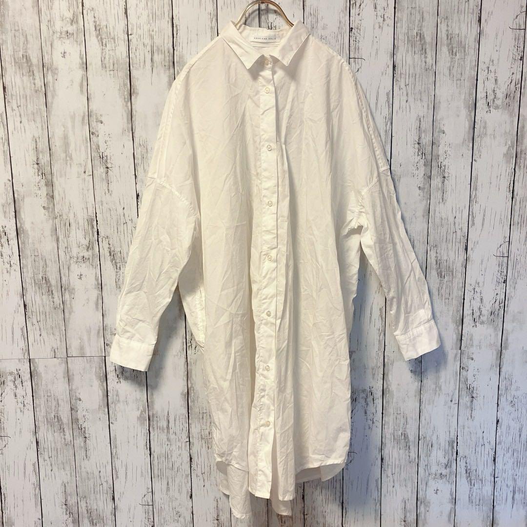 アメリカンホリック シャツワンピース White 白 長袖 シンプル 綿100%拍卖