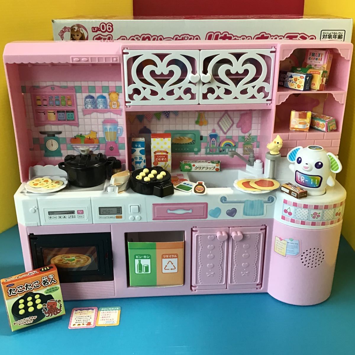 used おもちゃ 「 おしゃべりいっぱい リカちゃん キッチン 」 紙小物1点、たこ焼き1点欠品 / 外箱あり / 音声問題なく作動します拍卖