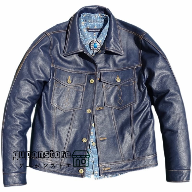 ライダースジャケット レザージャケット 牛革 バイクジャケット 本革 革ジャン メンズファッション S~5XL拍卖