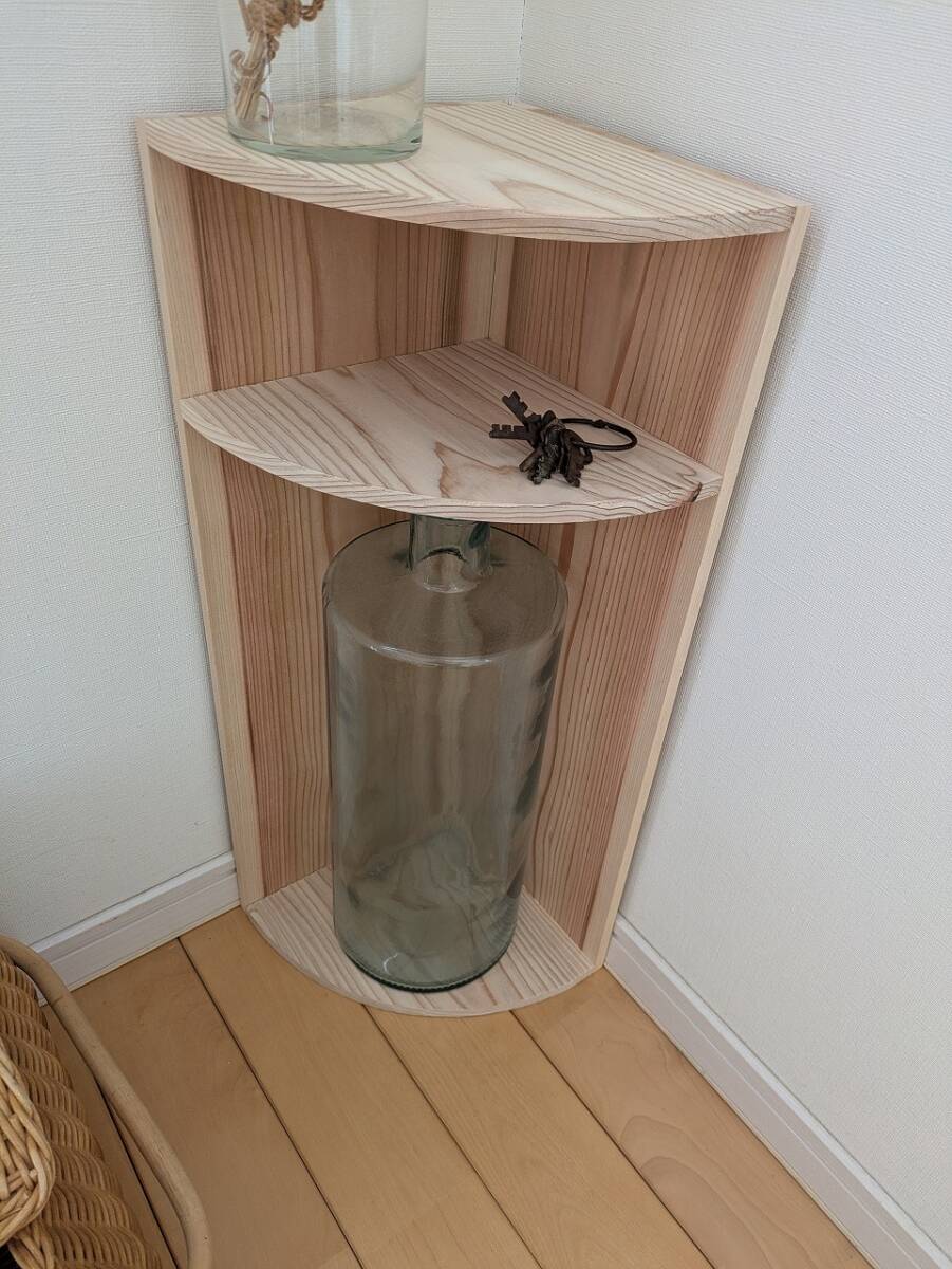 ★サイズ変更可能★木製2段扇形三角コーナーラック★オーダー可能飾り棚シェルフトイレラックトイレ収納ディスプレイ拍卖