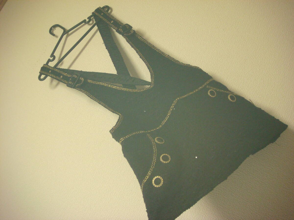 セシルマクビー 厚手 ジャンパースカート サロペット ミニスカート 黒 良品拍卖