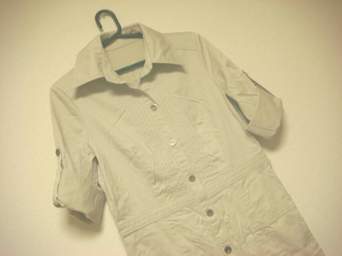 ミッシェルクラン ロールアップ シャツ ワンピース ベージュ系 美品 2WAY拍卖