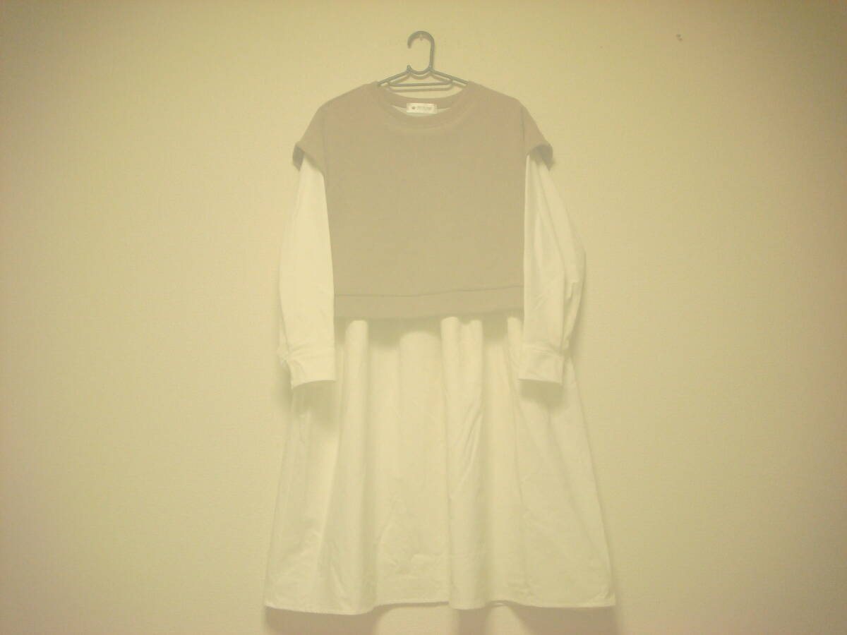 マタニティ ミルクティ 切り替え チュニック ワンピース キャメル×ホワイト系拍卖