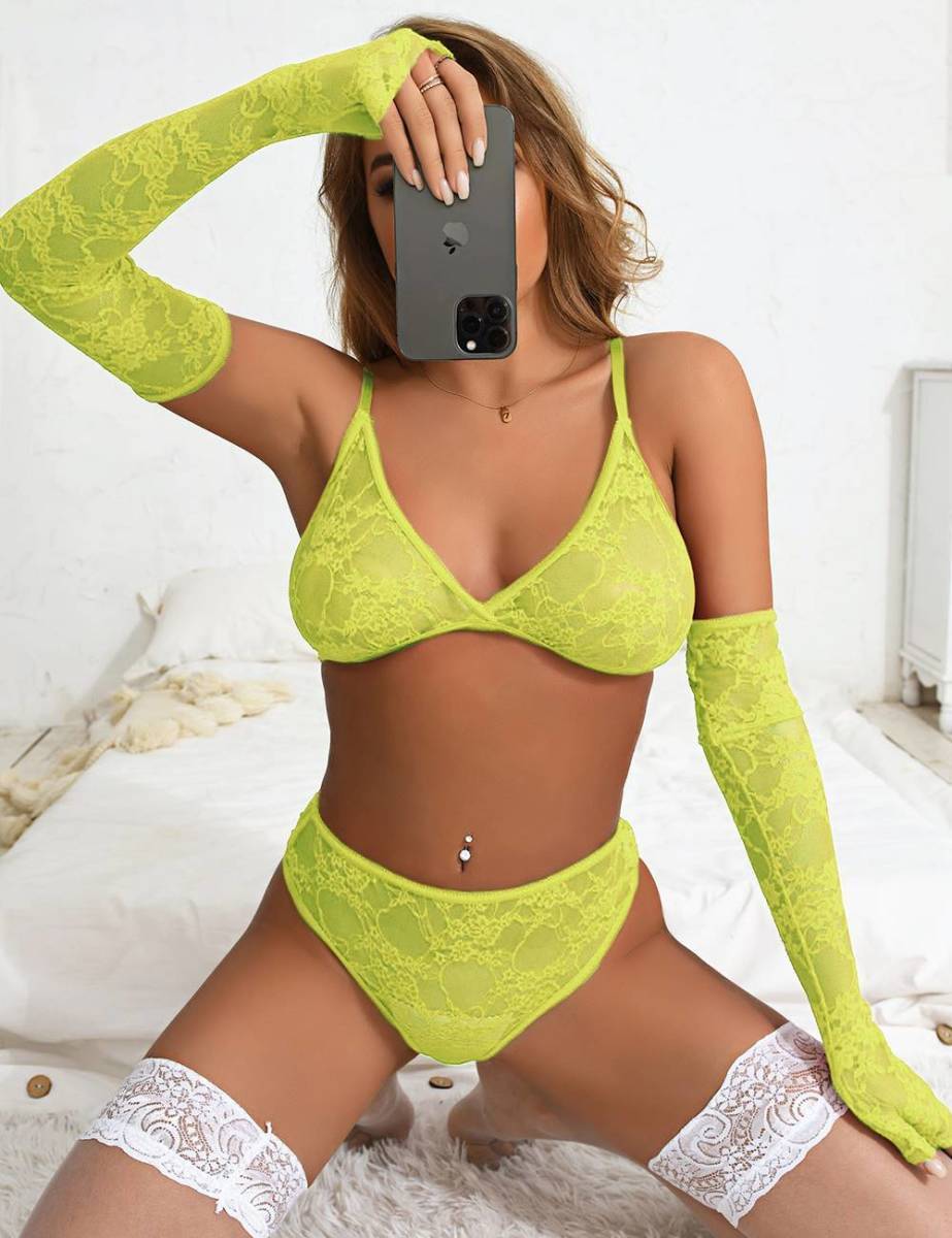 5XL ブラ ショーツ 袖 セット セクシーランジェリー 下着 黄色 81048-3 拍卖