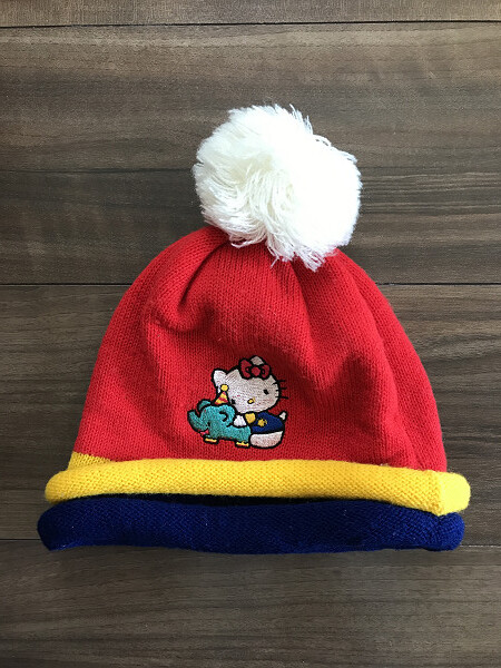 昭和 レトロ Hello Kitty ハローキティ キティちゃん ニット帽 ポンポン 帽子 刺繍 ぞうさん 子供 キッズ 赤 SANRIO サンリオ グッズ拍卖