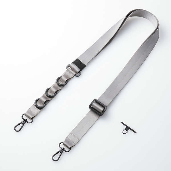 スマートフォン用ショルダーストラップ 幅広フラットタイプ ベルト幅が30mmと太めでカラビナが3つ付属: P-STSDH1FLPCGY拍卖