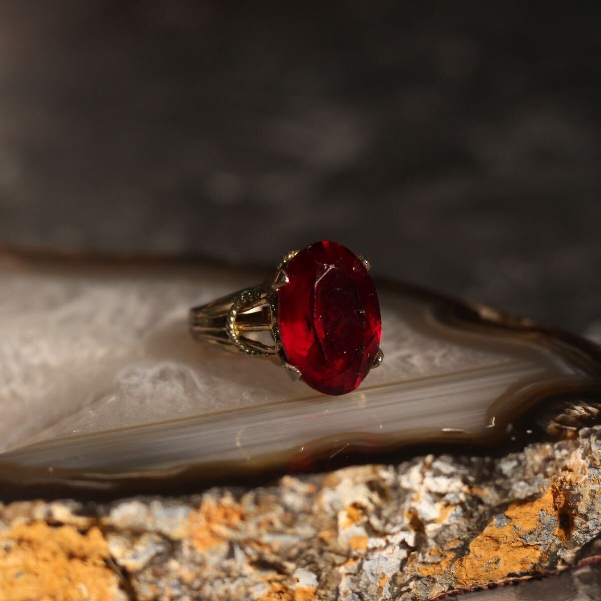 USA VINTAGE COLOR STONE DESIGN RETRO RING/アメリカ古着カラーストーンデザインレトロリング拍卖