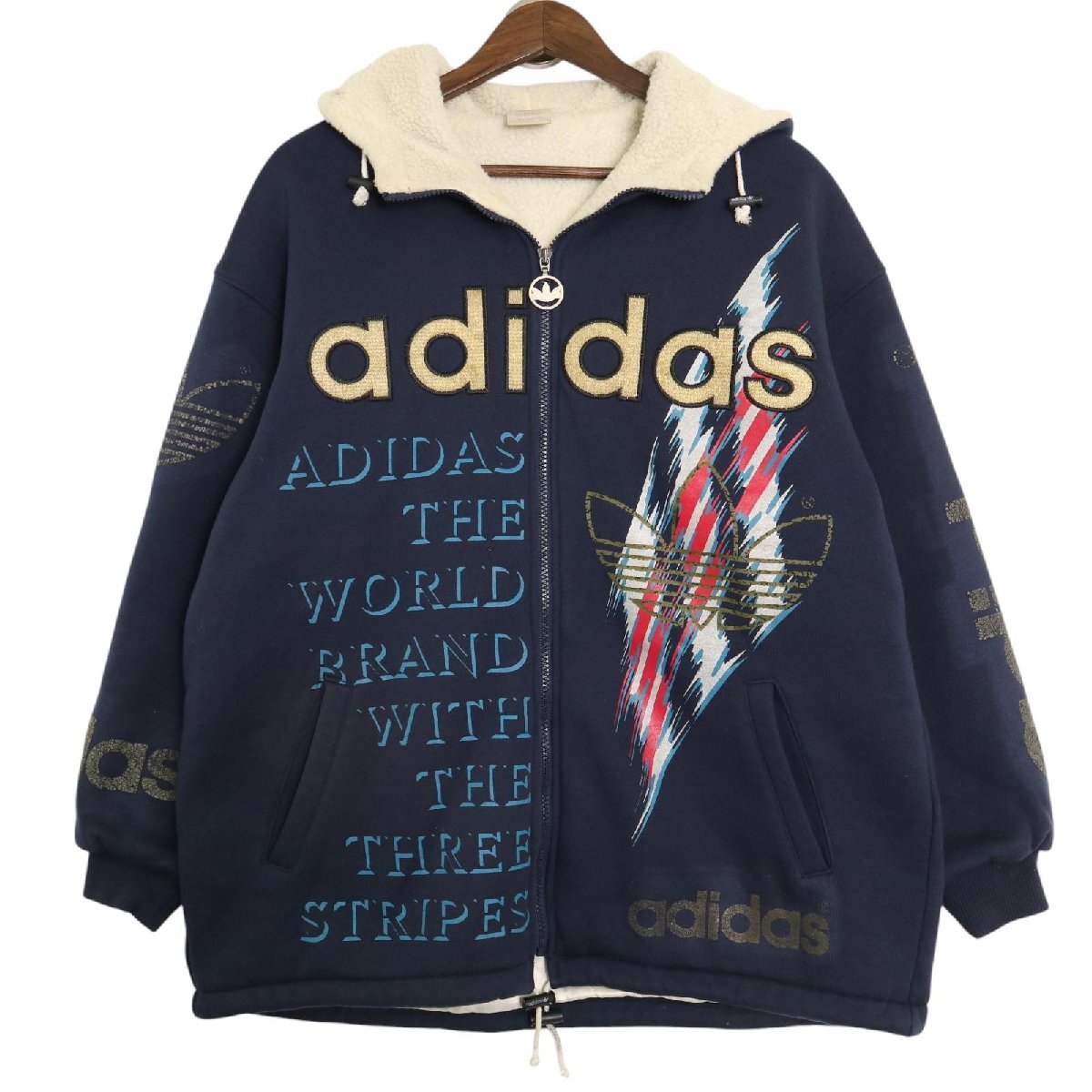 adidas/アディダス 80-90's デサント製 ジップアップ パーカー ボアジャケット 【RM414-008】217拍卖