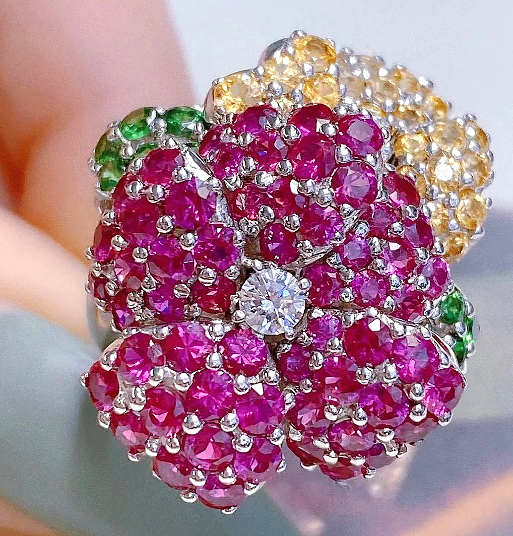 N2501488◆Bigstone◆【綺麗なフラワー】優雅なデザイン*ファッション印象*欧米大人気*高品質なリング*フリー拍卖