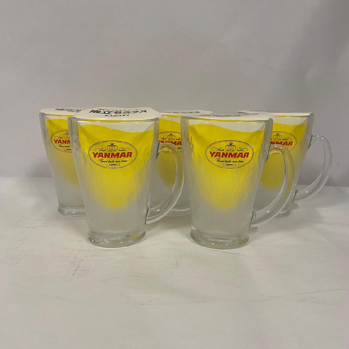 【未使用・保管品】泡立ちビールグラス 5客セット キッチン用品 食器 ビアグラス タンブラー YANMAR記念品拍卖