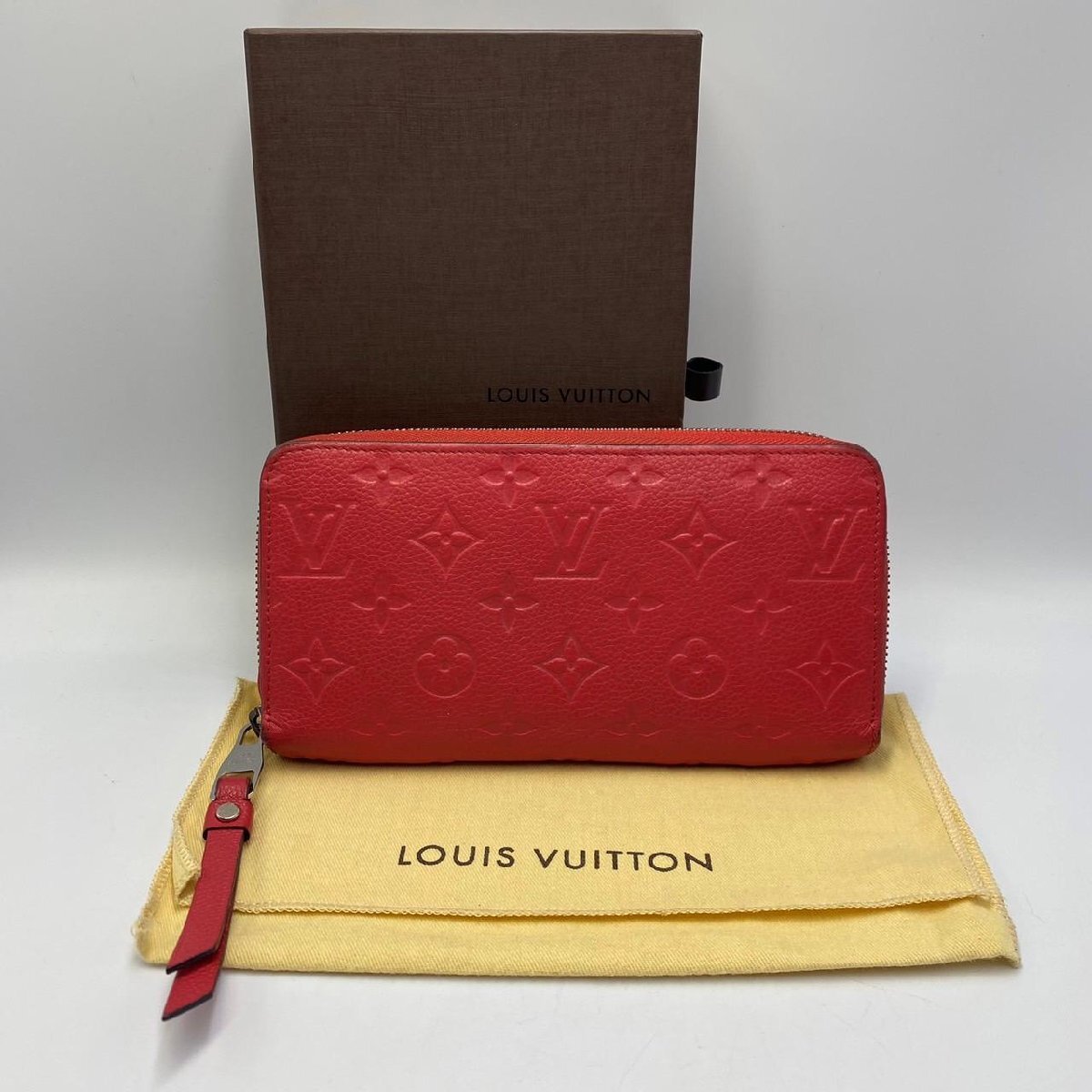 LOUIS VUITTON ルイ・ヴィトン ジッピー・ウォレット(旧型) アンプラントレザー ブランド 長財布 レッド系 ロングウォレット拍卖