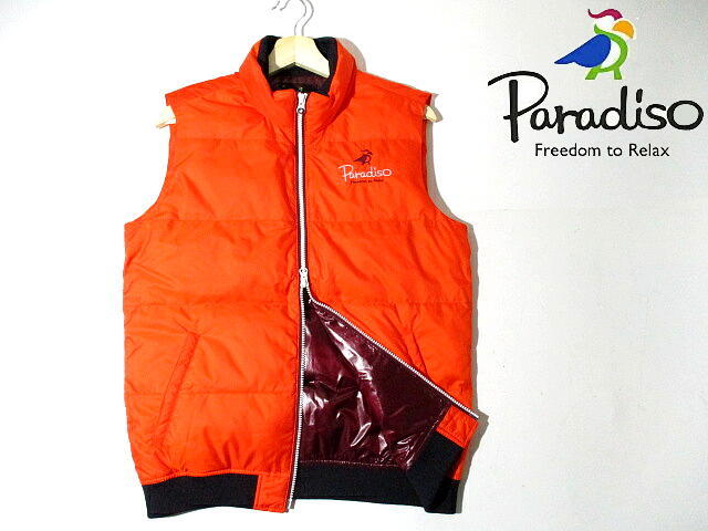美品■ 即決! 安い! パラディーゾ ゴルフ ダウンベスト Paradiso オレンジ Mサイズ メンズ ブリヂストンゴルフ GOLF拍卖